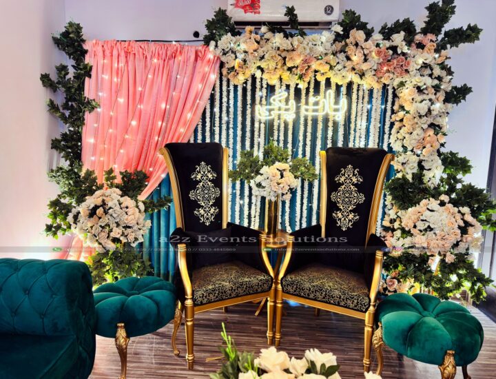wedding stage, events planners & designers, intimate house setup, wedding management company